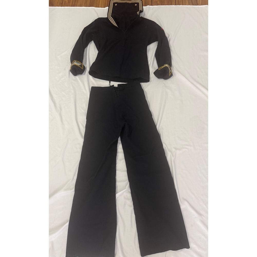 Vintage US Navy USS Medregal Wool Sailor Uniform Jumper Pants Set 38L 1969